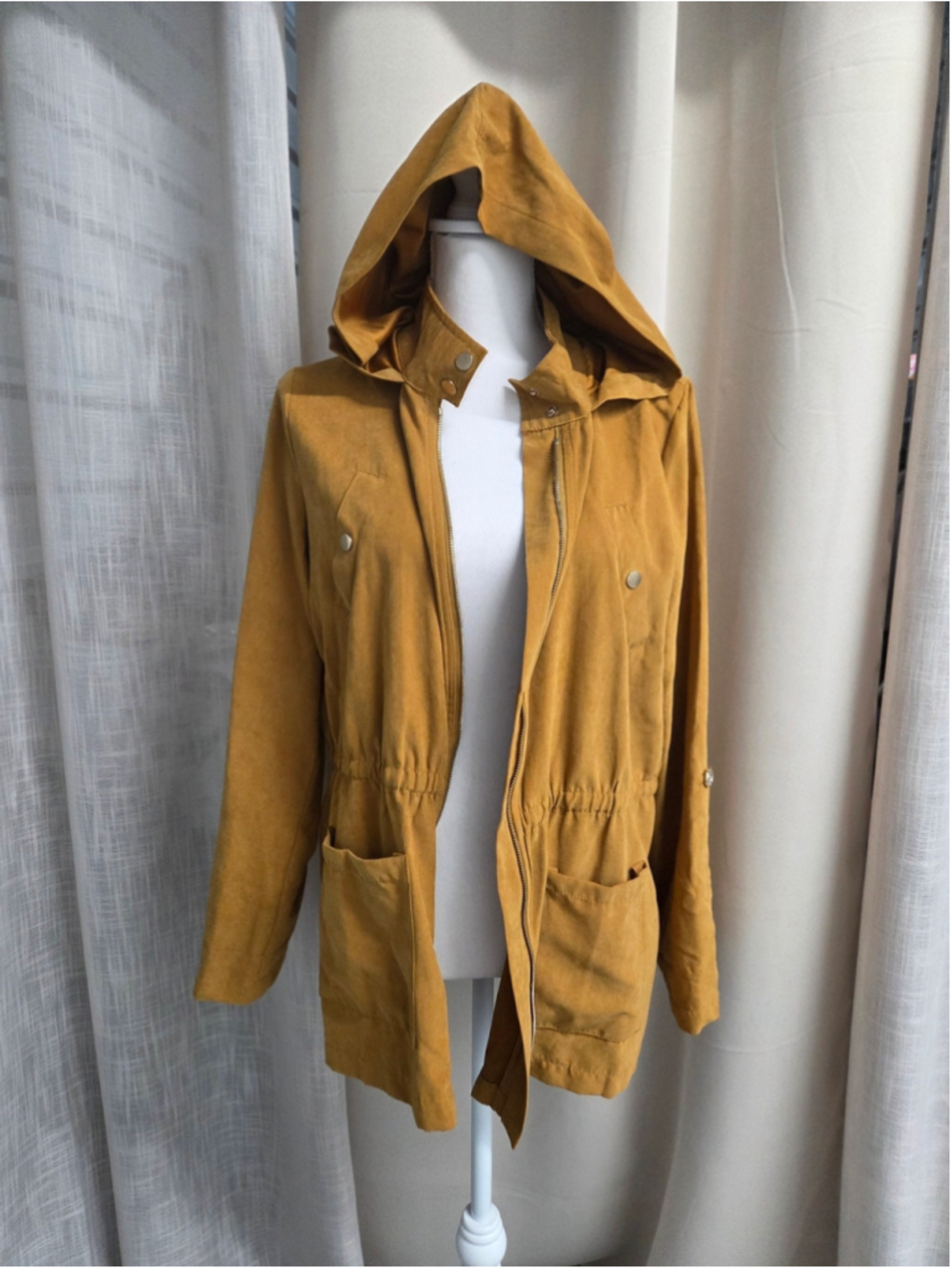 Sweet Wanderer Mustard Hooded Anorak Jacket Gorpcore Utility Soft Autumn Size L